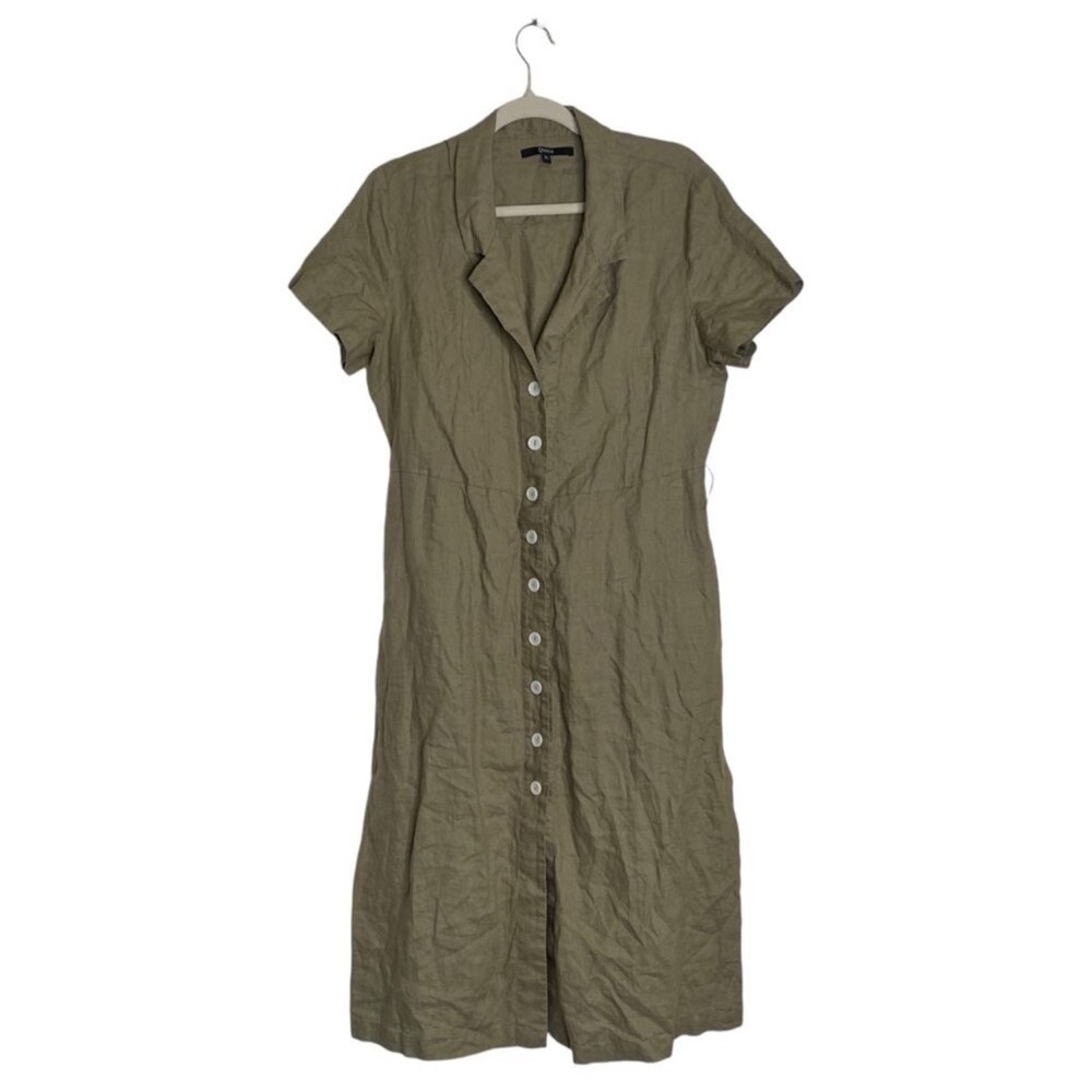 Quince Olive Midi Dress with Buttons